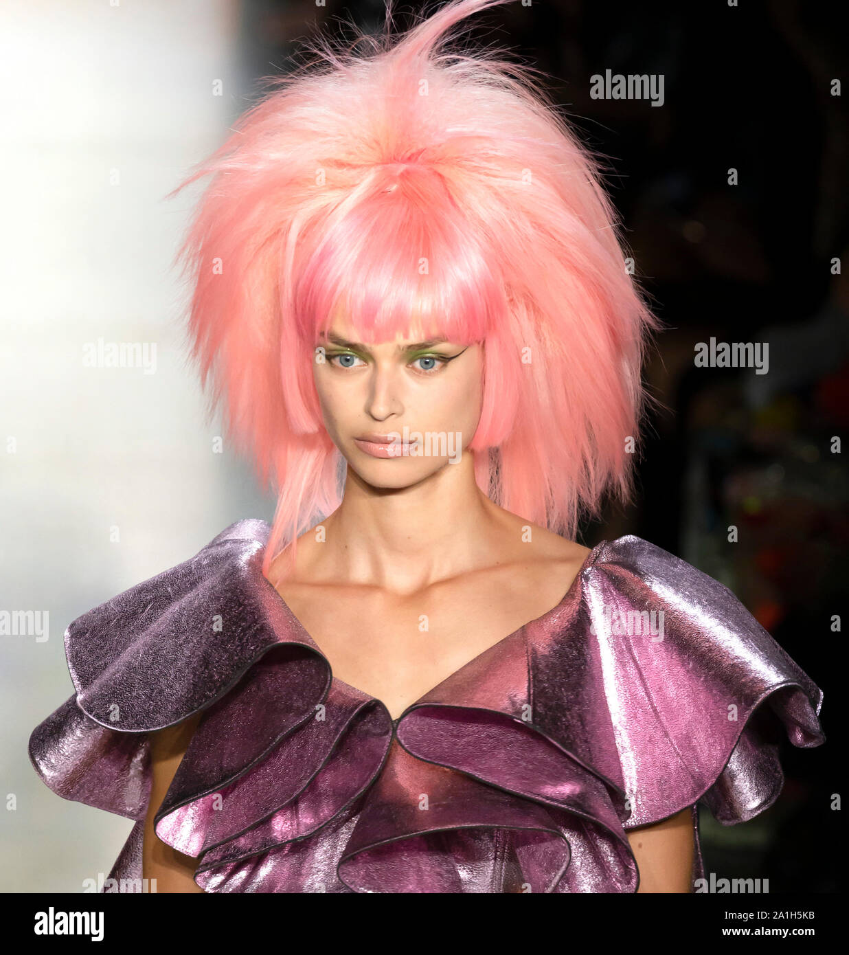 New York, NY - Sept 09, 2019: Birgit Kos walks the runway at the Jeremy