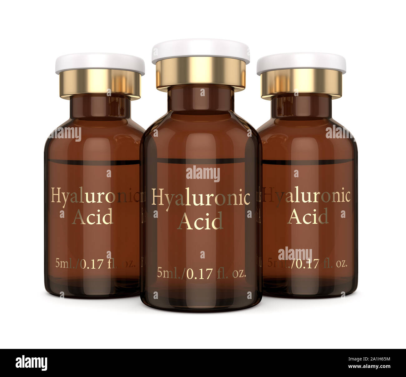 3d render of hyaluronic acid vials isolated over white background Stock Photo