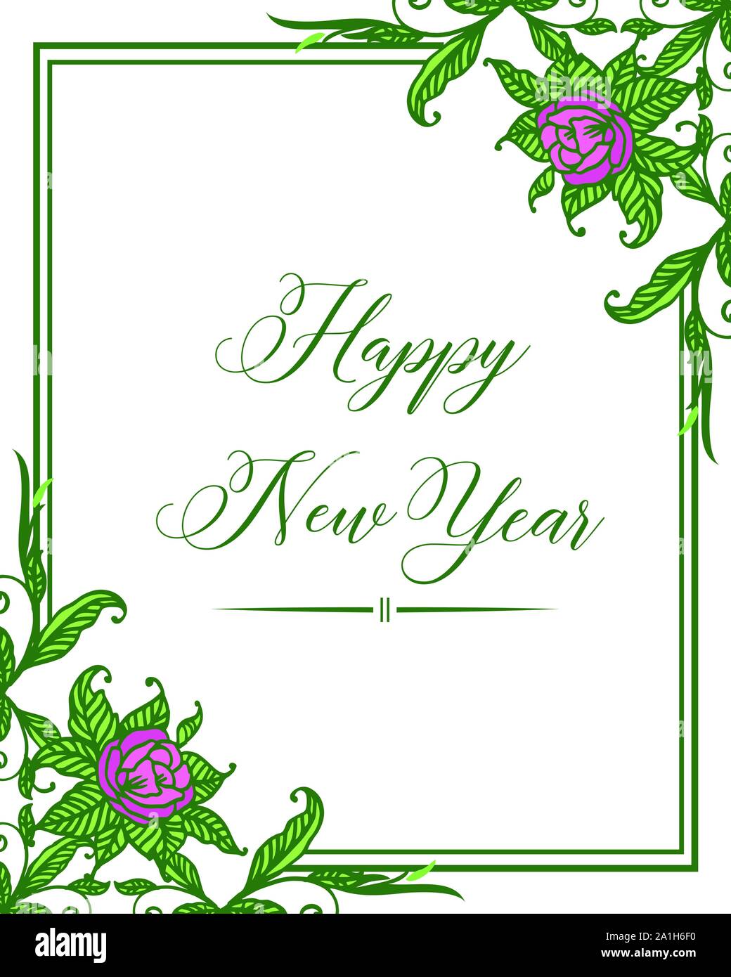 Celebration greeting card of happy new year with beautiful pink rose ...