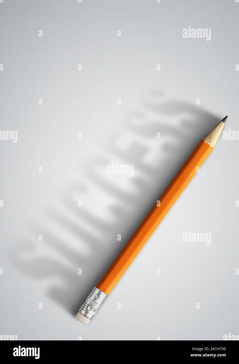 Business success creative concept, pencil with success shadow  and copy space Stock Photo