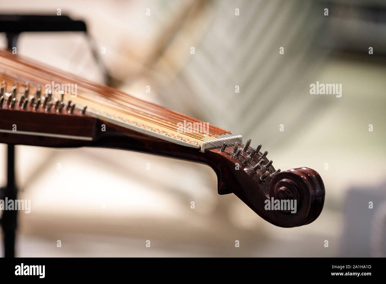 Bandura close up, Ukrainian musical instrument. Ukrainian folk musical instrument Stock Photo