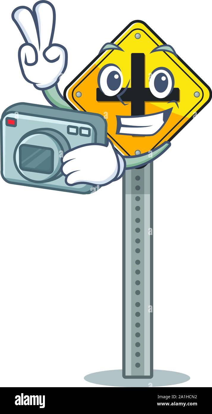 Photographer crossing sign at the roadside character Stock Vector Image ...