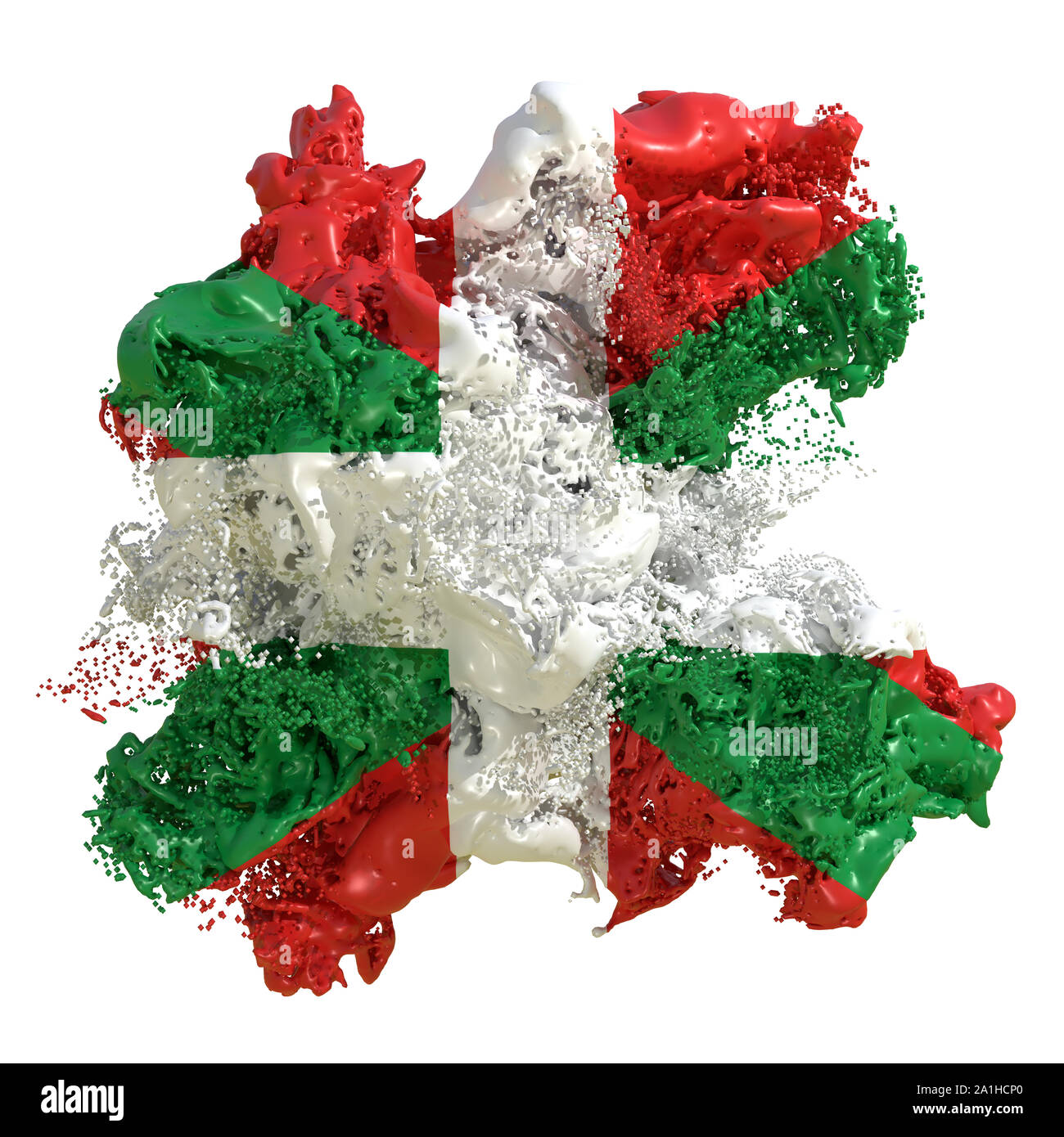3d rendering of a Basque Country spanish Community flag in a liquid ...