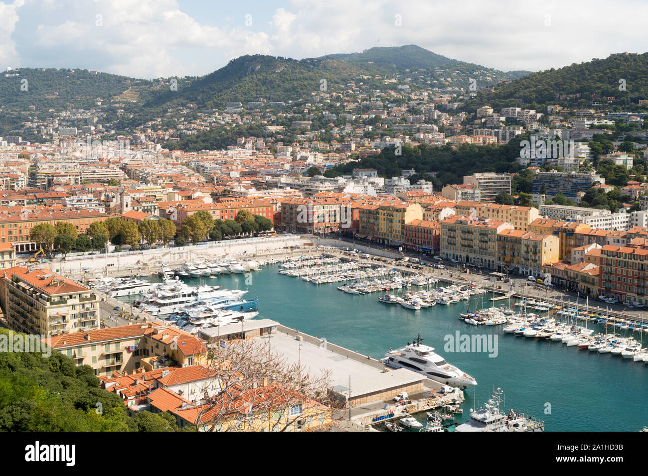 The old port or marina in Nice seen from above, France, Europe Stock Photo