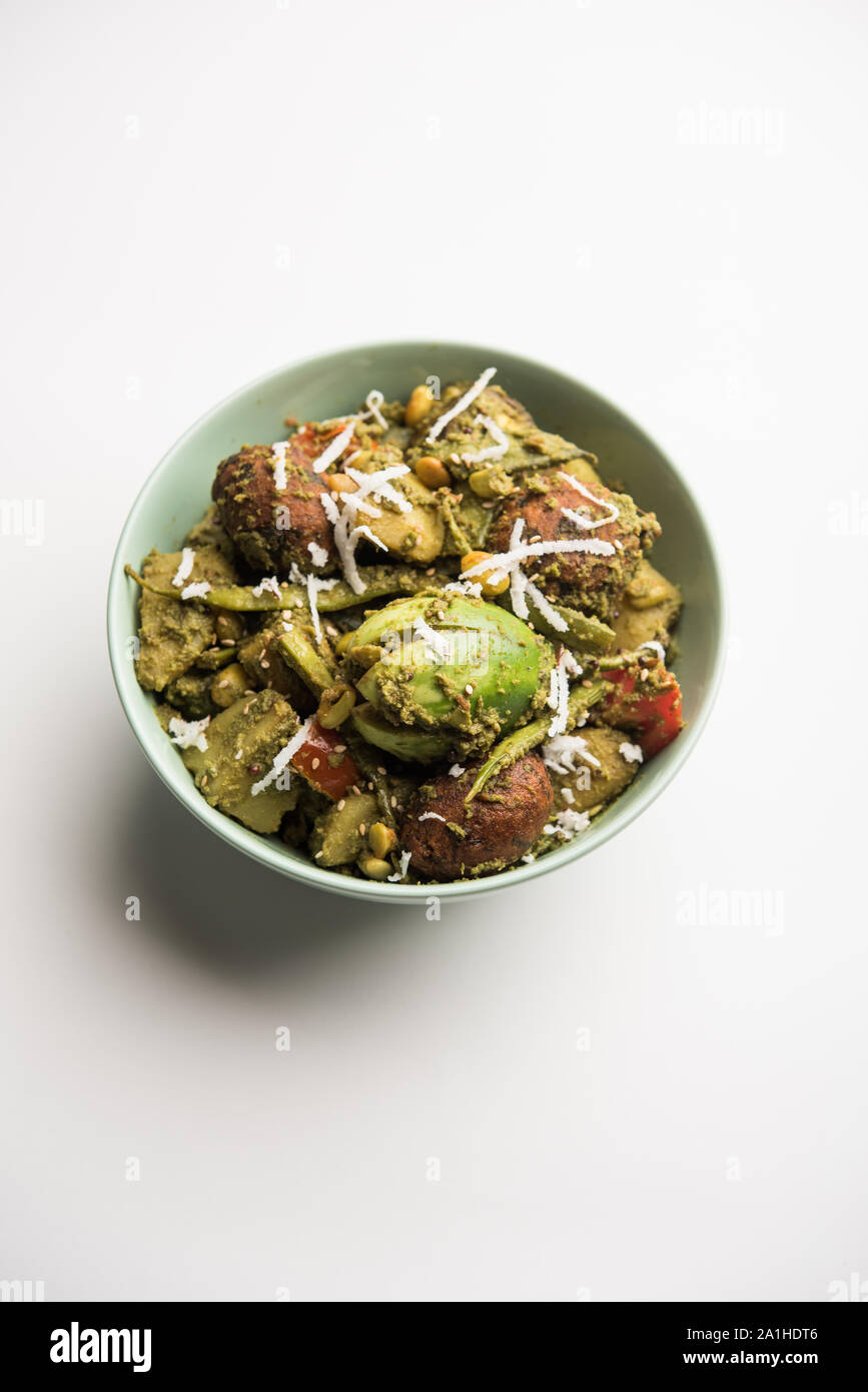 Undhiyu is a Gujarati mixed vegetable dish, specialty of Surat, India