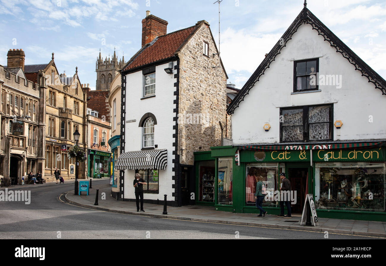 The town of Glastonbury Somerset UK Stock Photo Alamy