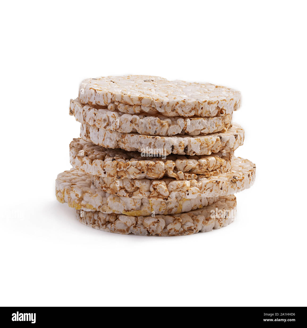 Puffed rice bread isolated on white background. Diet rice bread Stock ...