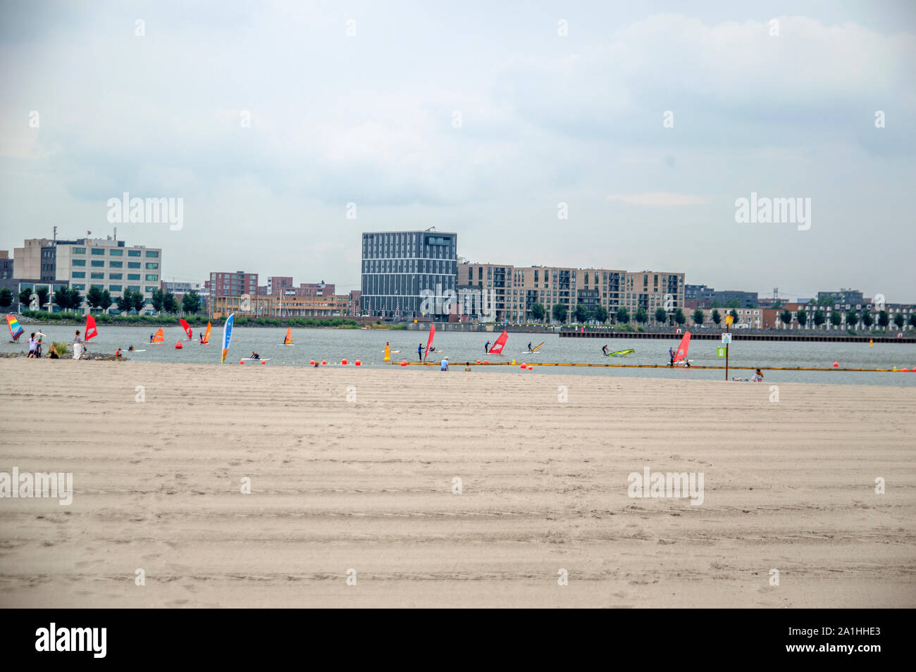 Windsurf Beach At IJburg Amsterdam The Netherlands 2019 In The Distance