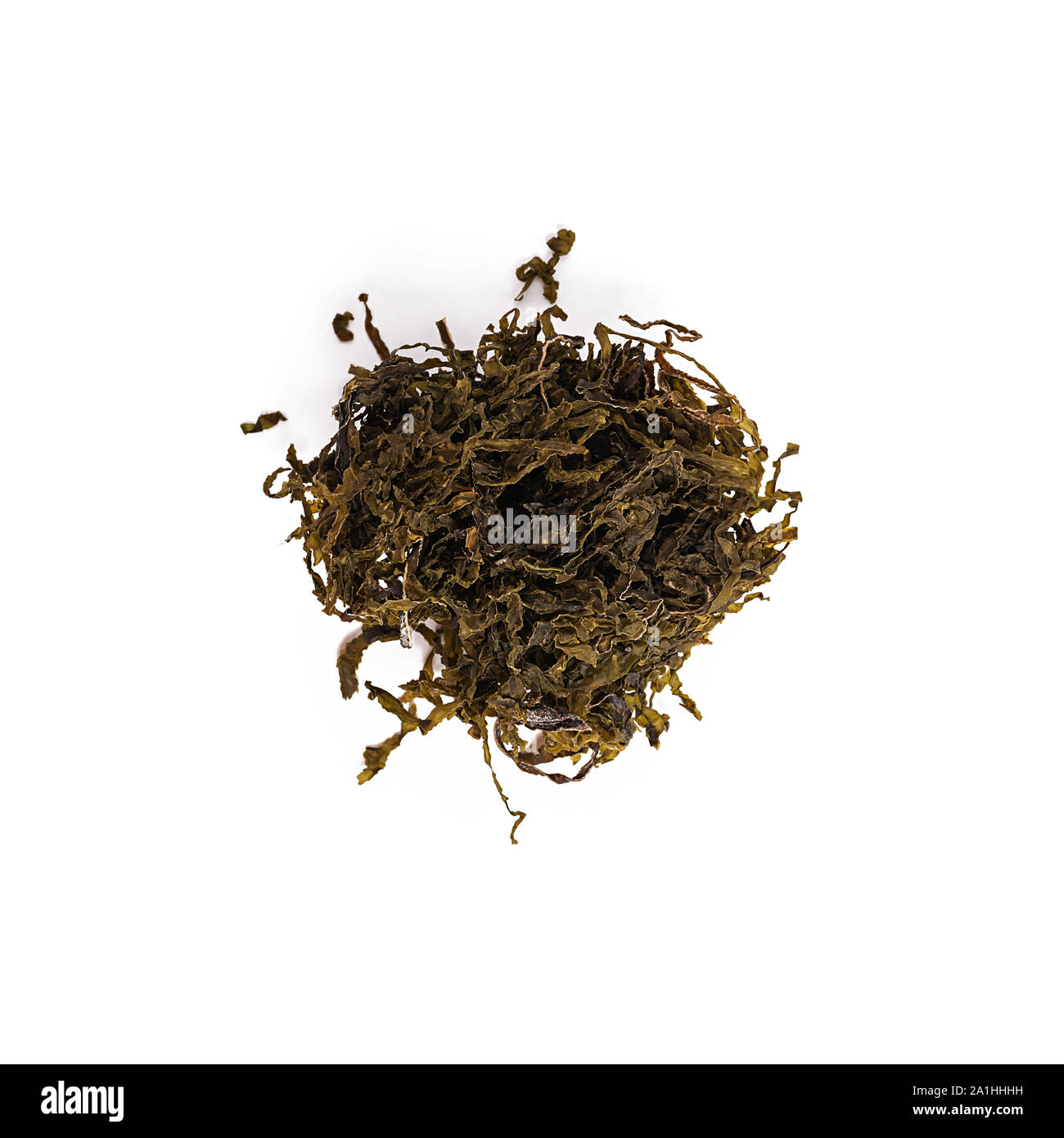 Sea kelp isolated on white background. Dried kelp. Top view Stock Photo
