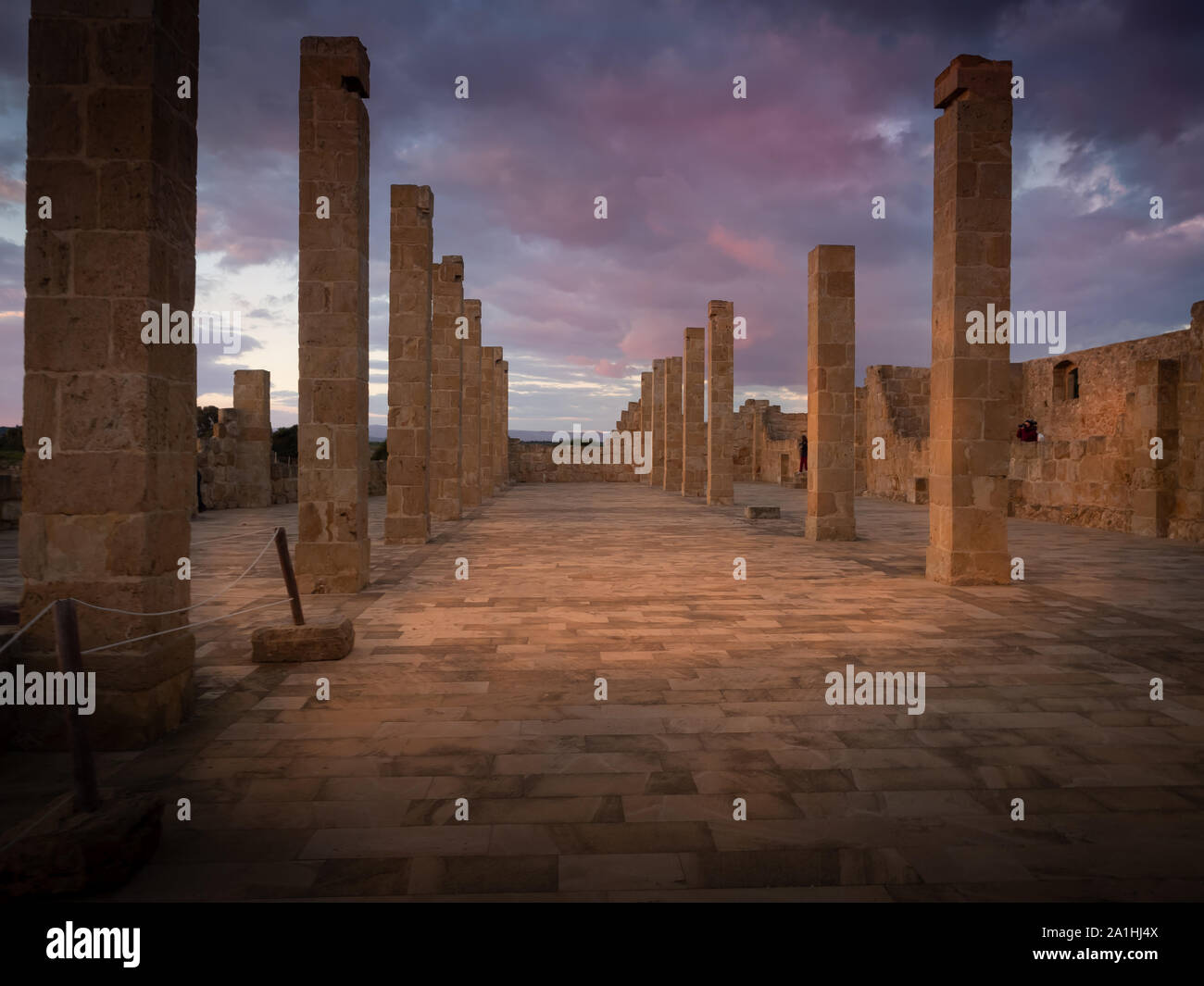 Shot of the ruins of the Tonnara of Vendicari, during a beautiful sunset. Vendicari is the nature protected park near Noto, in the southern Sicily, It Stock Photo