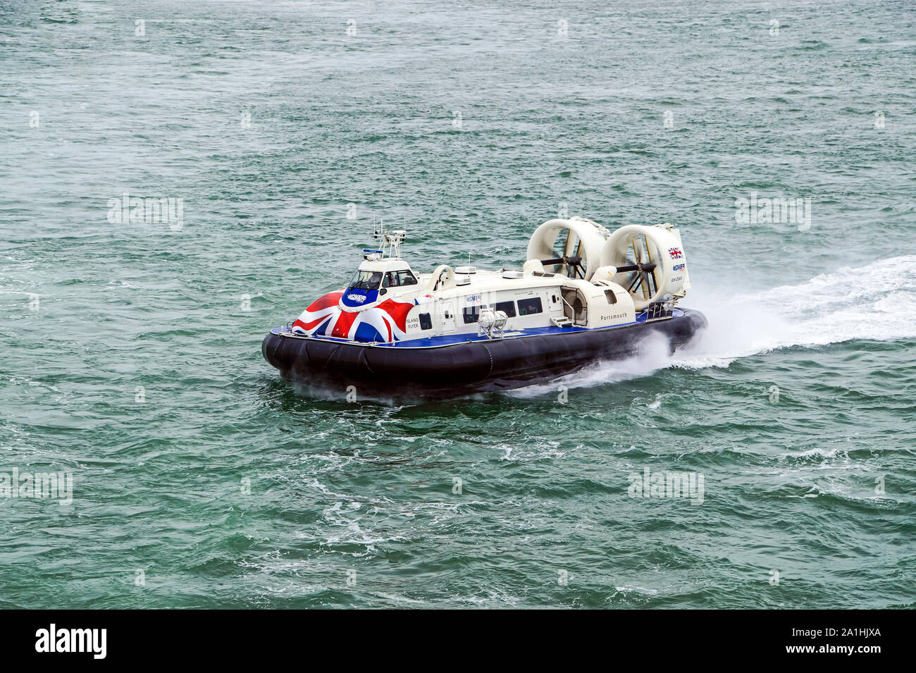 Hover Travel Hover Craft Island Flyer on the Solent approaching Southsea Portsmouth Hampshire England UK Stock Photo