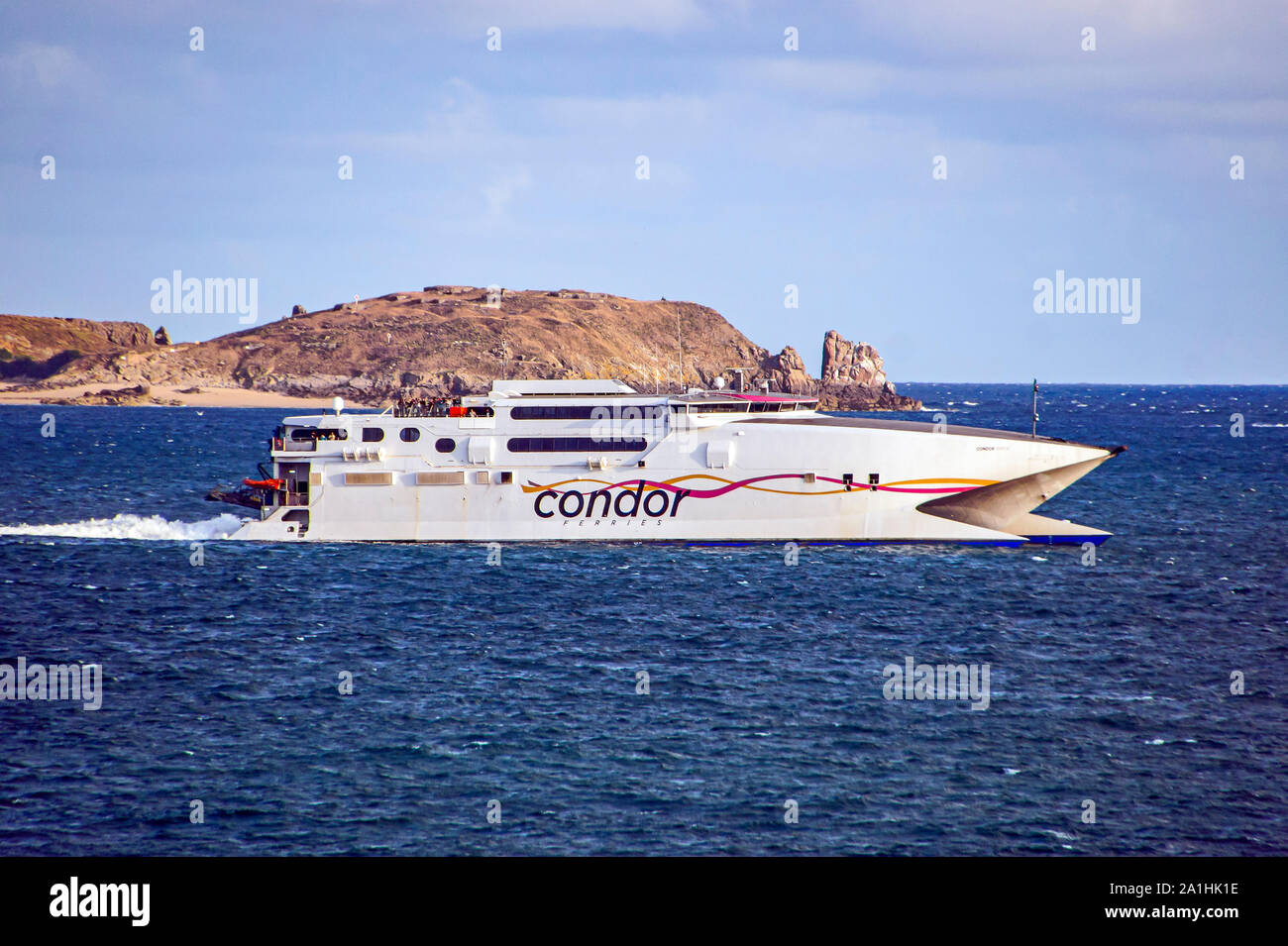 Condor Ferries high speed car and passenger ferry Condor Rapides leaving  Saint-Malo Brittany France Stock Photo - Alamy