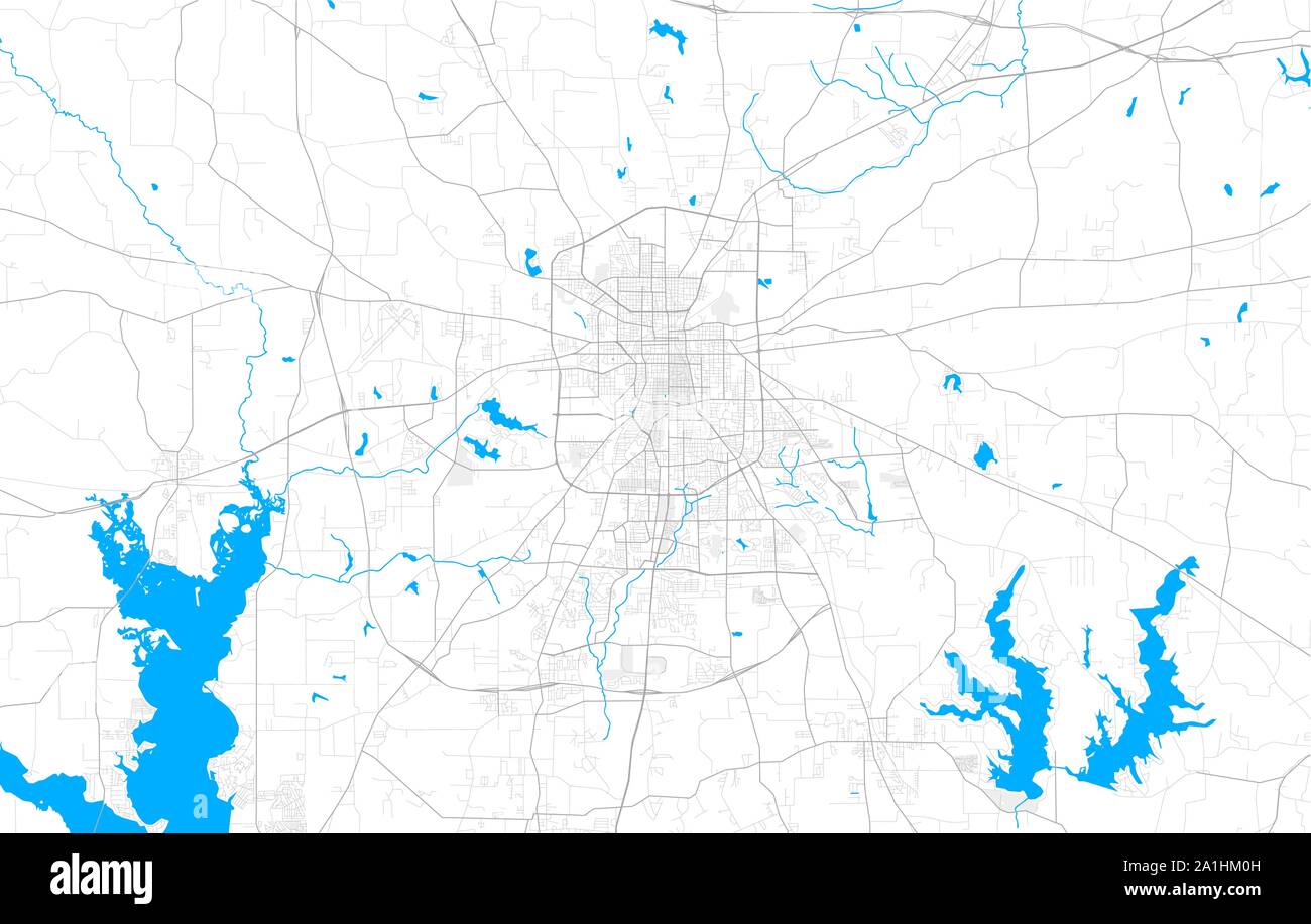 Rich detailed vector area map of Tyler, Texas, USA. Map template for home decor. Stock Vector