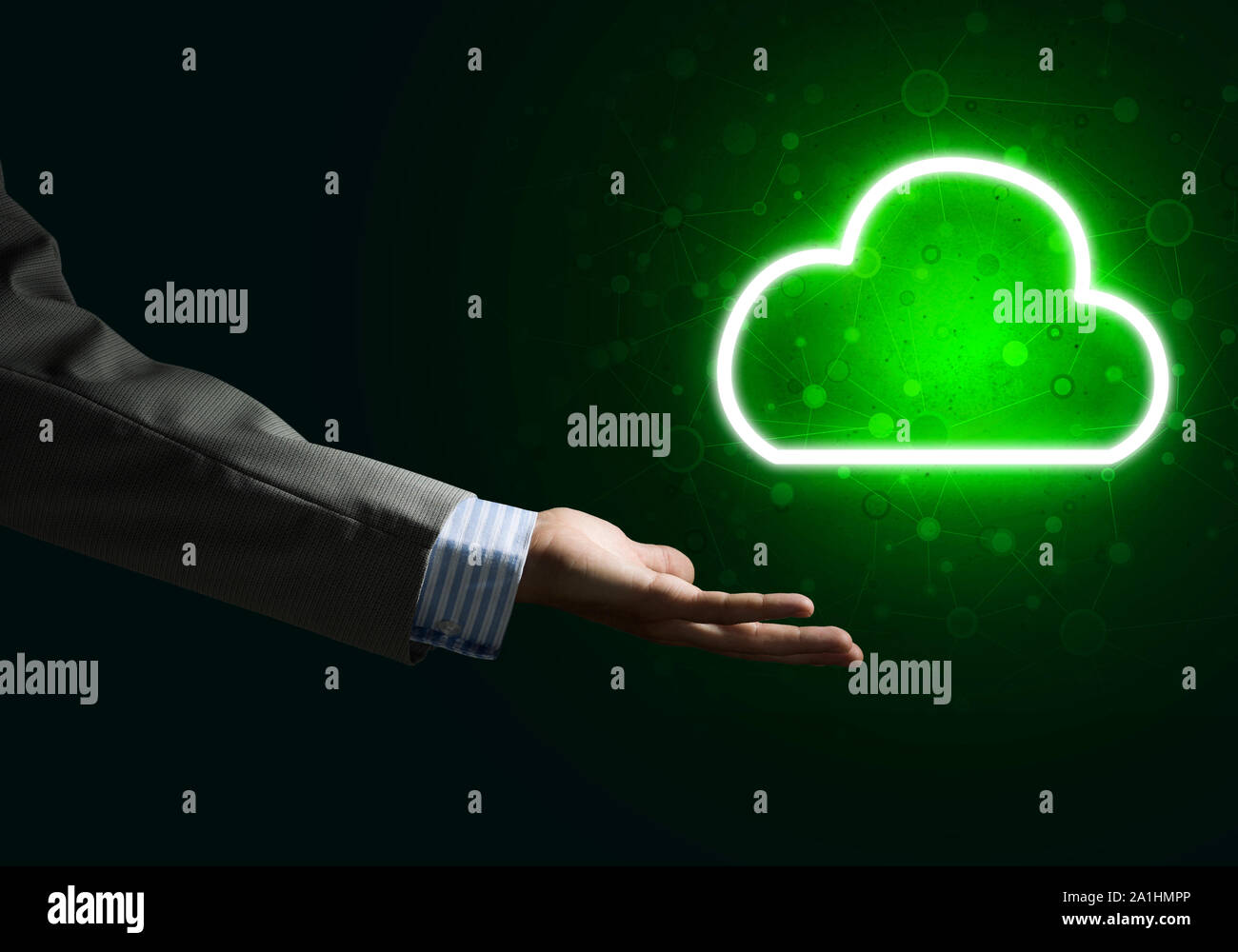 Businessman hand holding cloud computing concept in palm Stock Photo ...