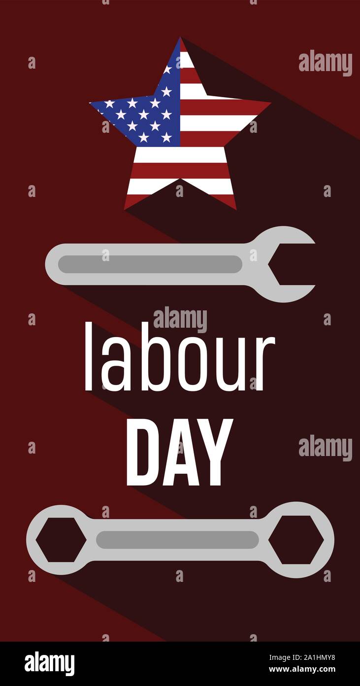 american labour days banner with wrench and USA flag in star Stock