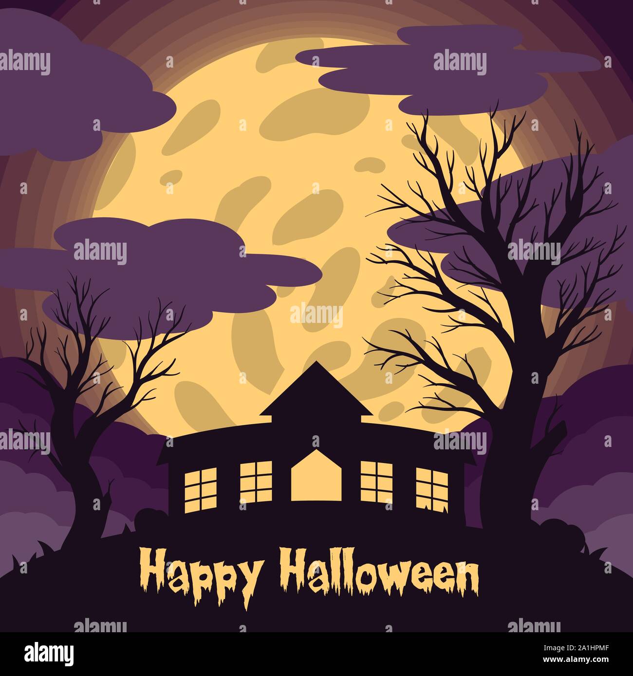 abandon grave silhouette vector illustration with moon light for halloween banner also can use for media social feed or story Stock Vector