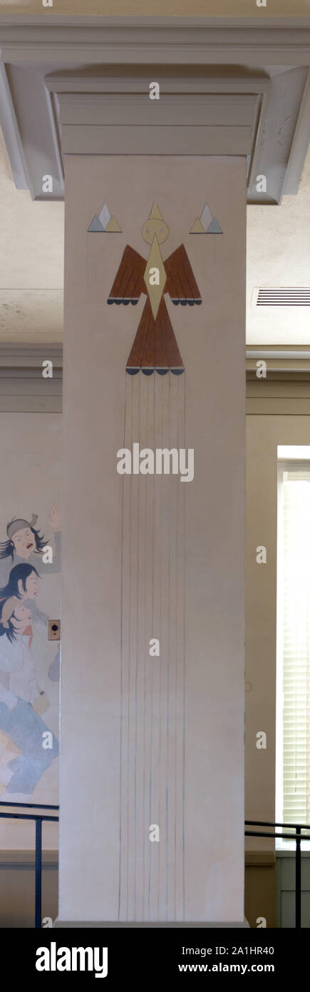 Mural on column at the Interior Department Building, Washington, D.C ...