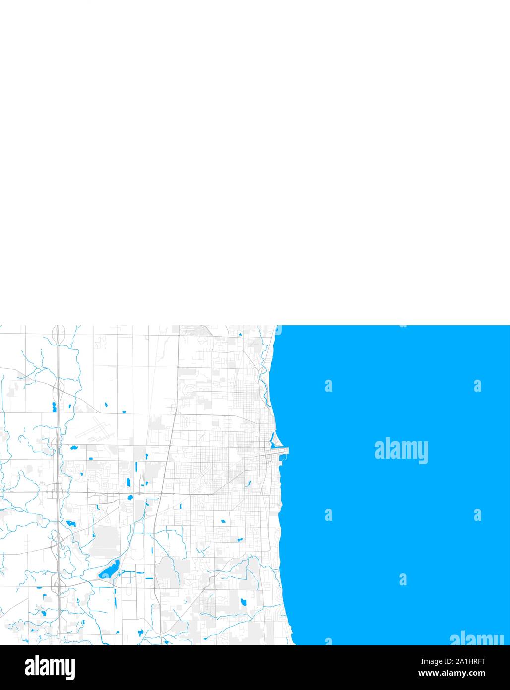 Rich detailed vector area map of Kenosha, Wisconsin, USA. Map template