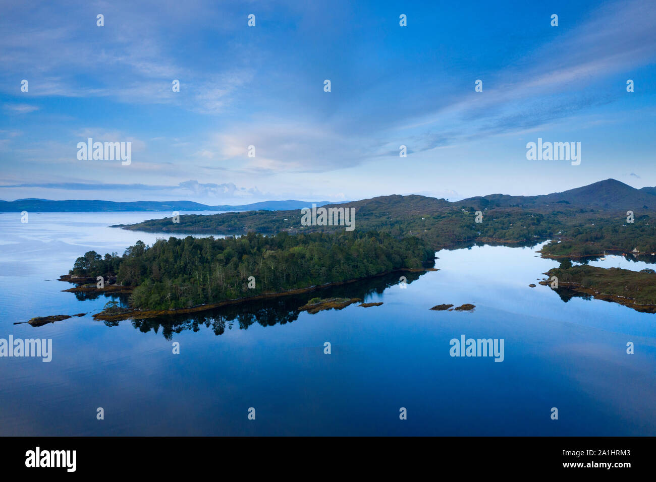 Aerial of Bantry Bay at Glengarriff in County Cork, Ireland Stock Photo