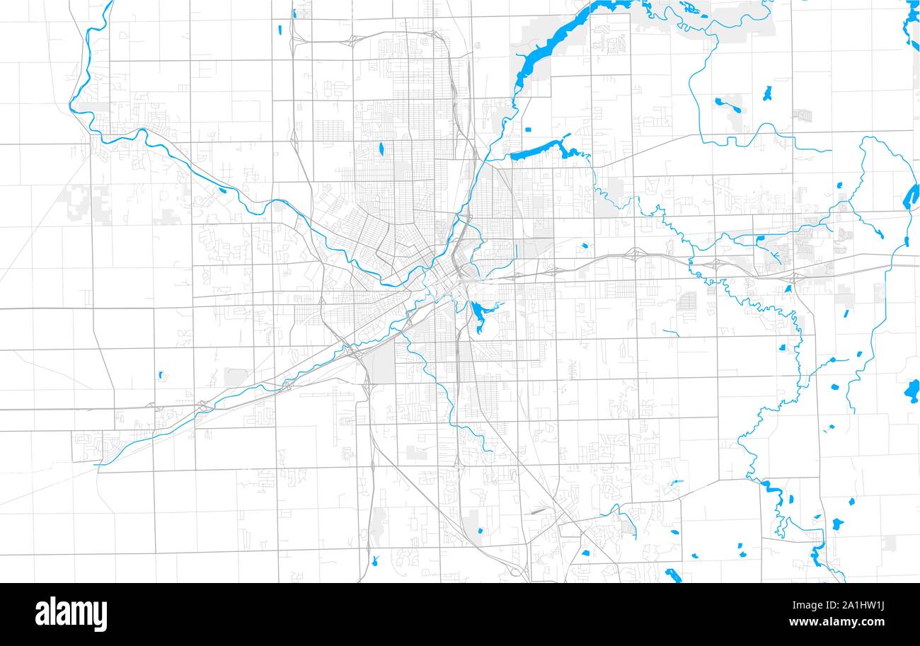 Rich detailed vector area map of Flint, Michigan, USA. Map template for home decor Stock Vector
