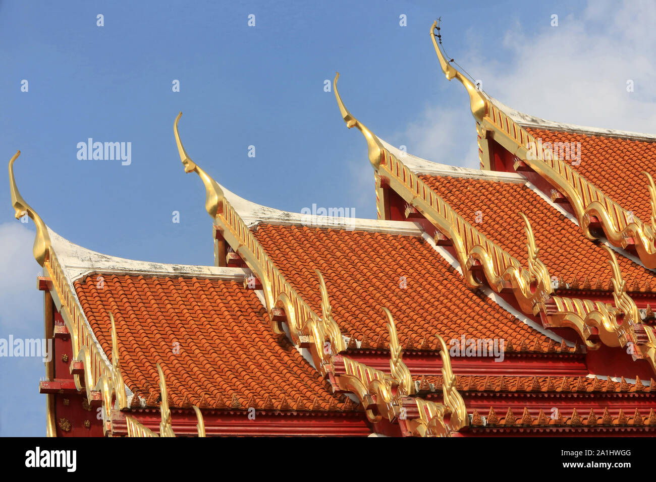 Toitures. Temple de marbre. Wat Benchama Bophit. 1899. Bangkok. / Roof. Marble Temple. Wat  Benchamabophit Dusitvanaram Ratchaworawiharn. 1899. Bangko Stock Photo