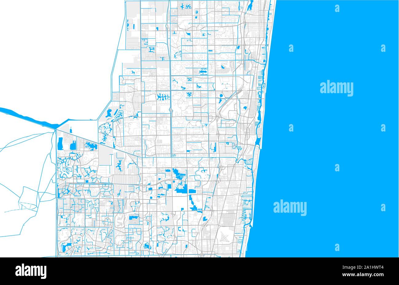 Rich detailed vector area map of Boca Raton, Florida, USA. Map template for home decor Stock