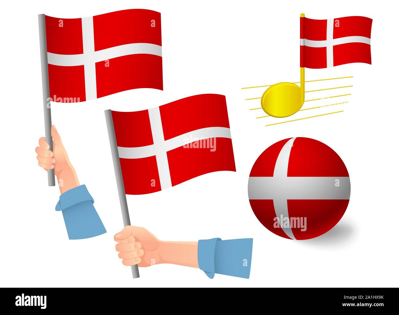 Denmark flag icon set. National flag of Denmark illustration Stock ...