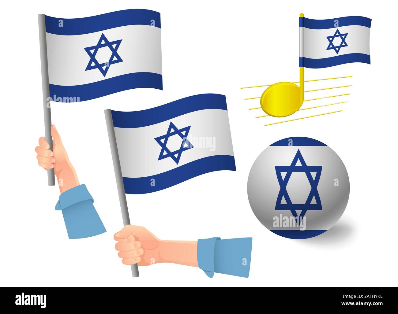 Israel flag icon set. National flag of Israel illustration Stock Photo ...