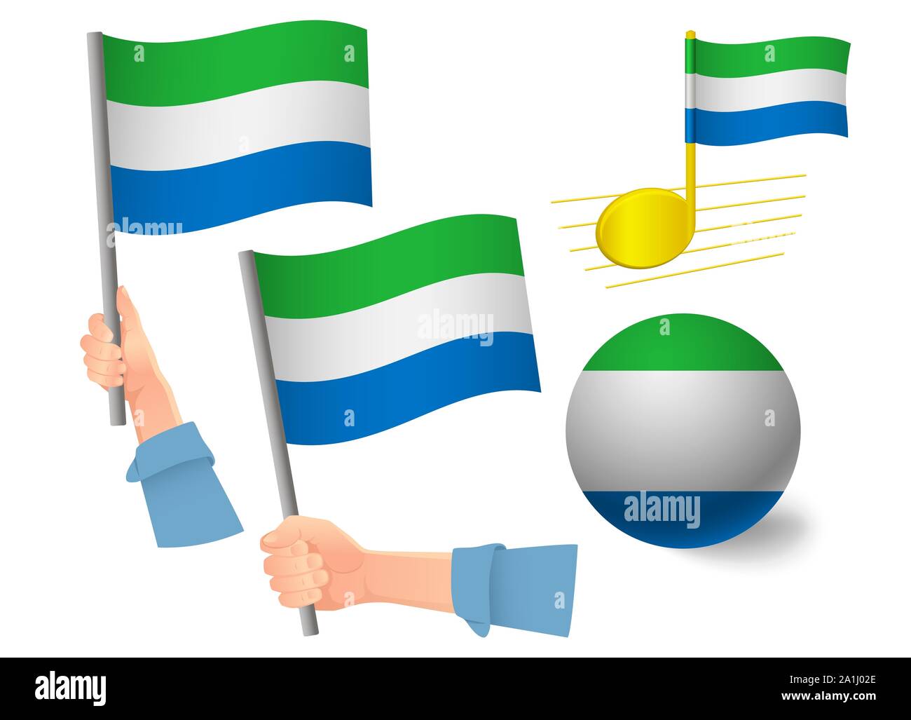 Sierra leone flag icon set National flag of Sierra leone illustration ...