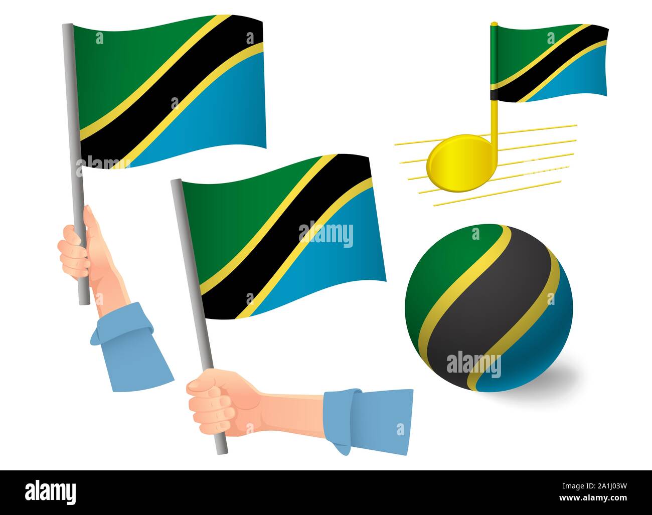 Tanzania flag icon set. National flag of Tanzania illustration Stock ...