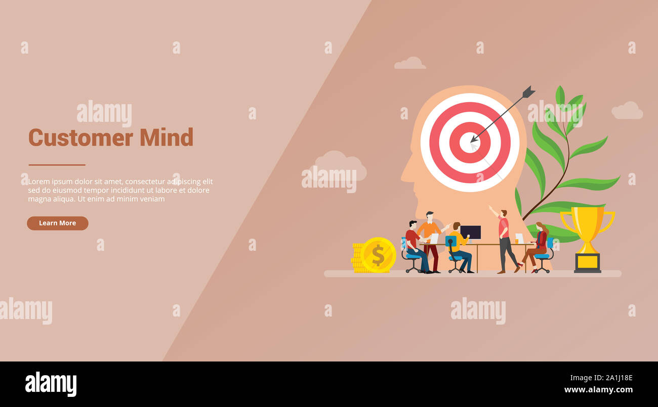 Customer Mind With Big Head And Goals Target Minds For Website