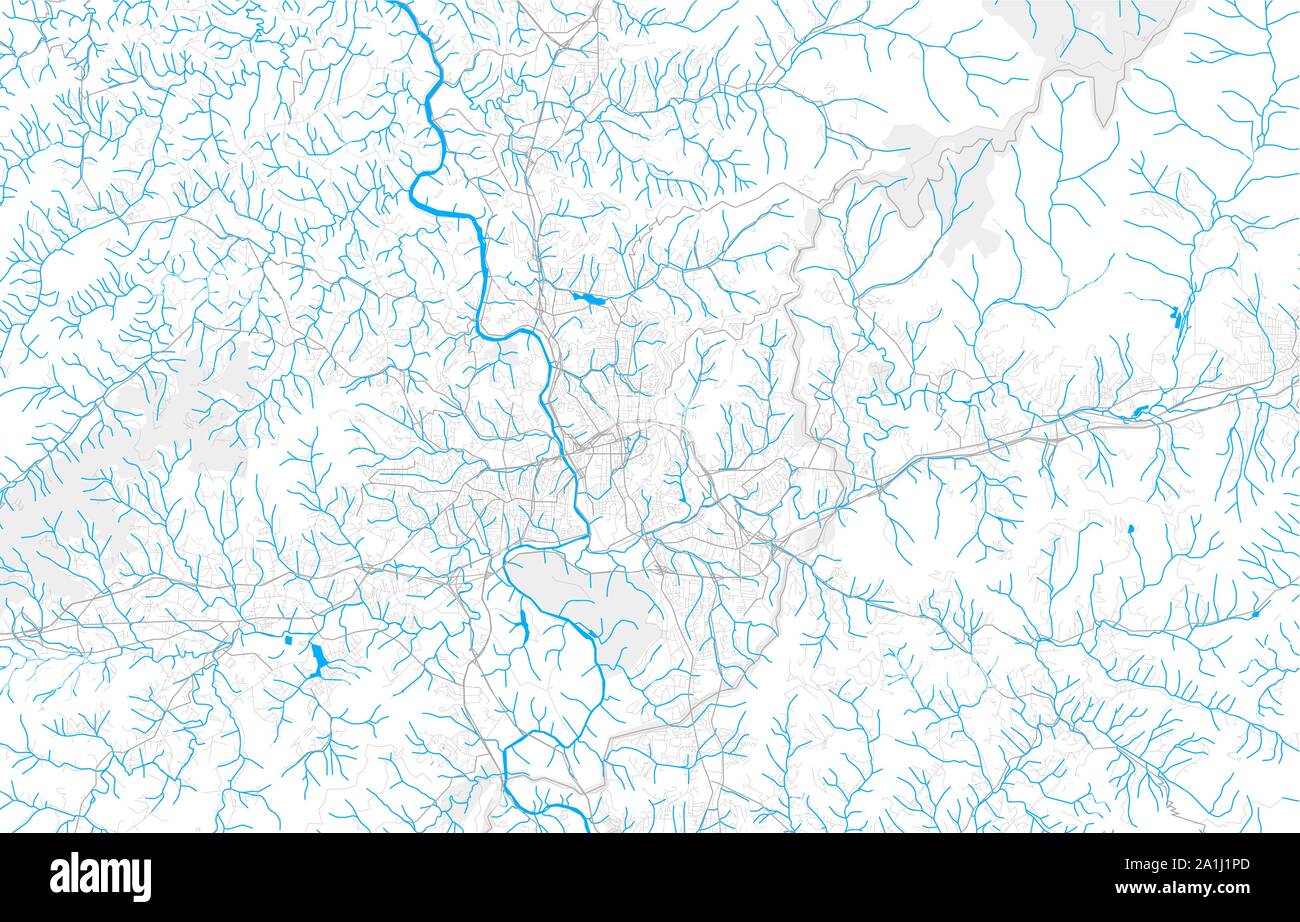 Rich detailed vector area map of Asheville, North Carolina, USA. Map