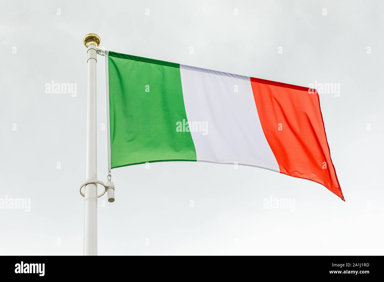 flag of Italy with green, white and red vertical stripes Stock Photo