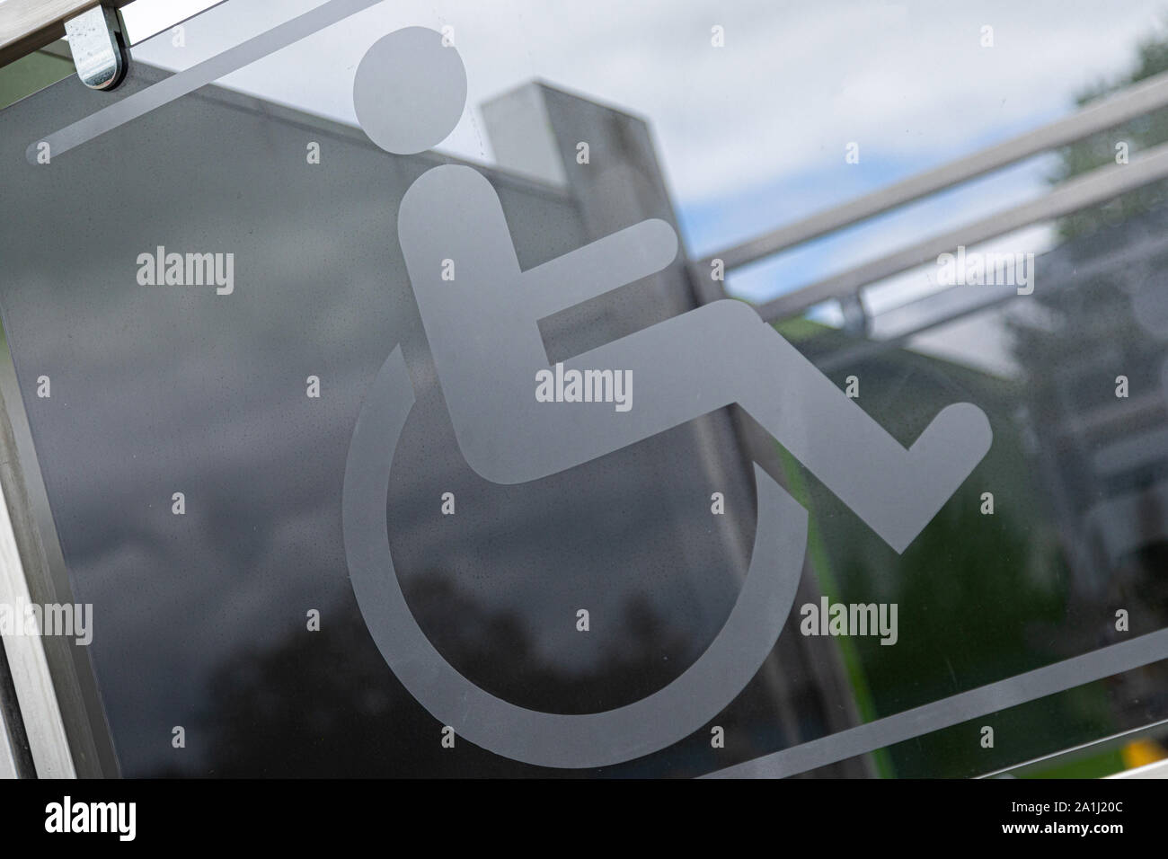 Closeup of sign physically handicapped person in wheelchair Stock