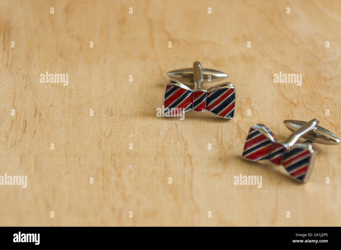 Download Pair Of Cufflinks On Wooden Background Copy Space Mockup For Design Stock Photo Alamy
