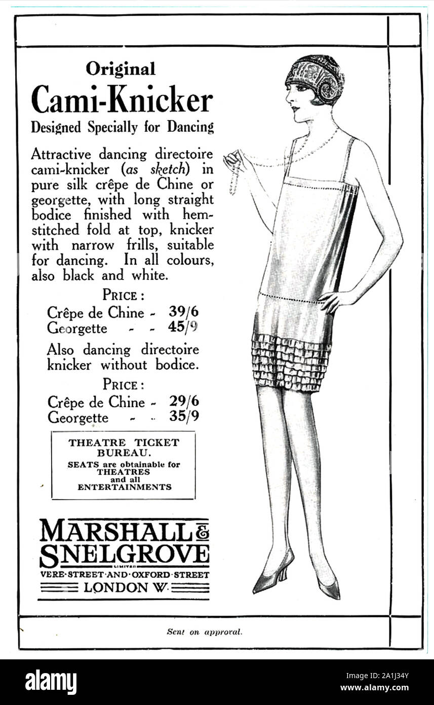 CAMI-KNICKER advert about 1920 showing the dance wear of a flapper Stock  Photo - Alamy