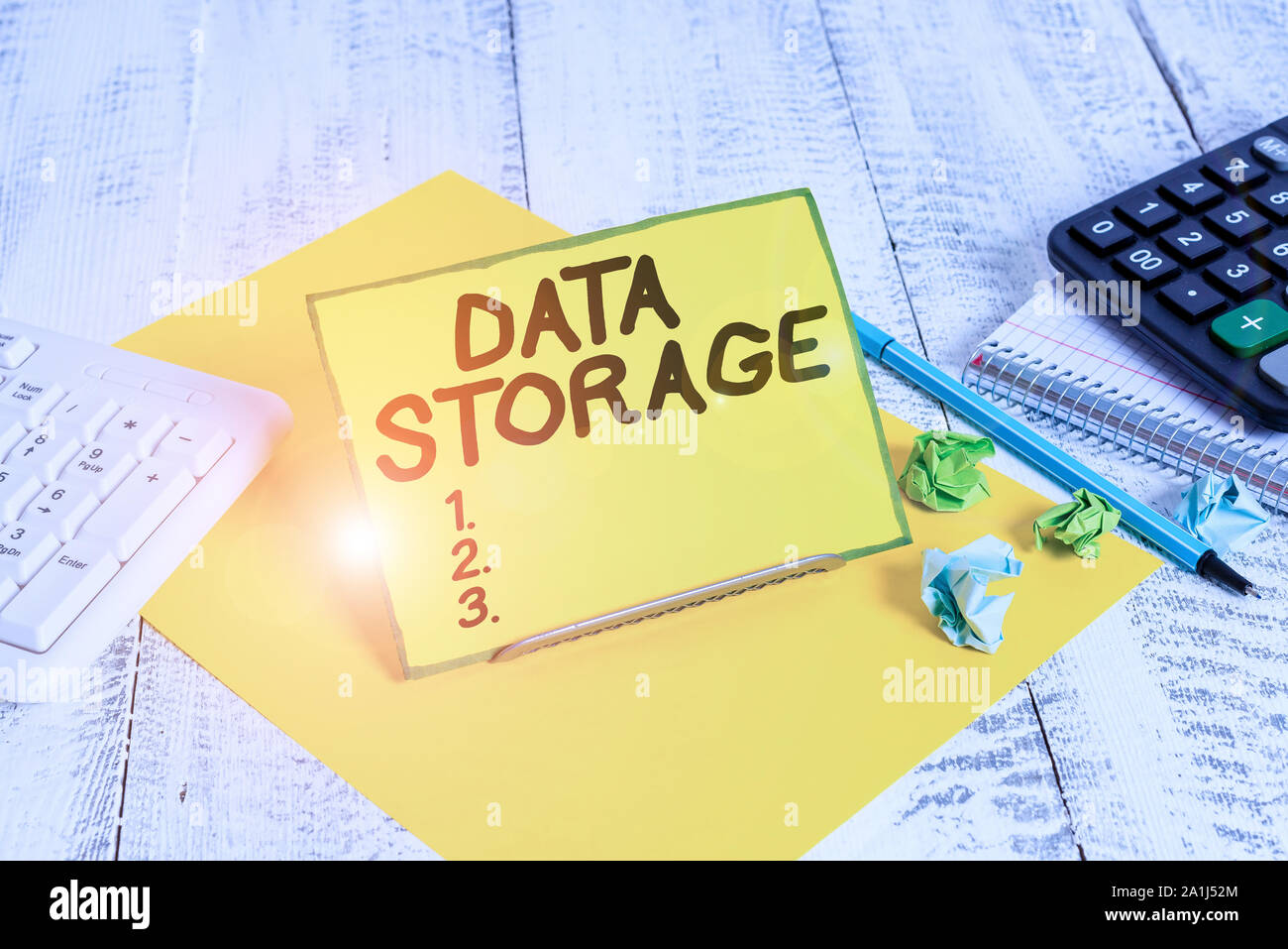Conceptual hand writing showing Data Storage. Concept meaning the act of archiving data in electromagnetic or other forms Stock Photo