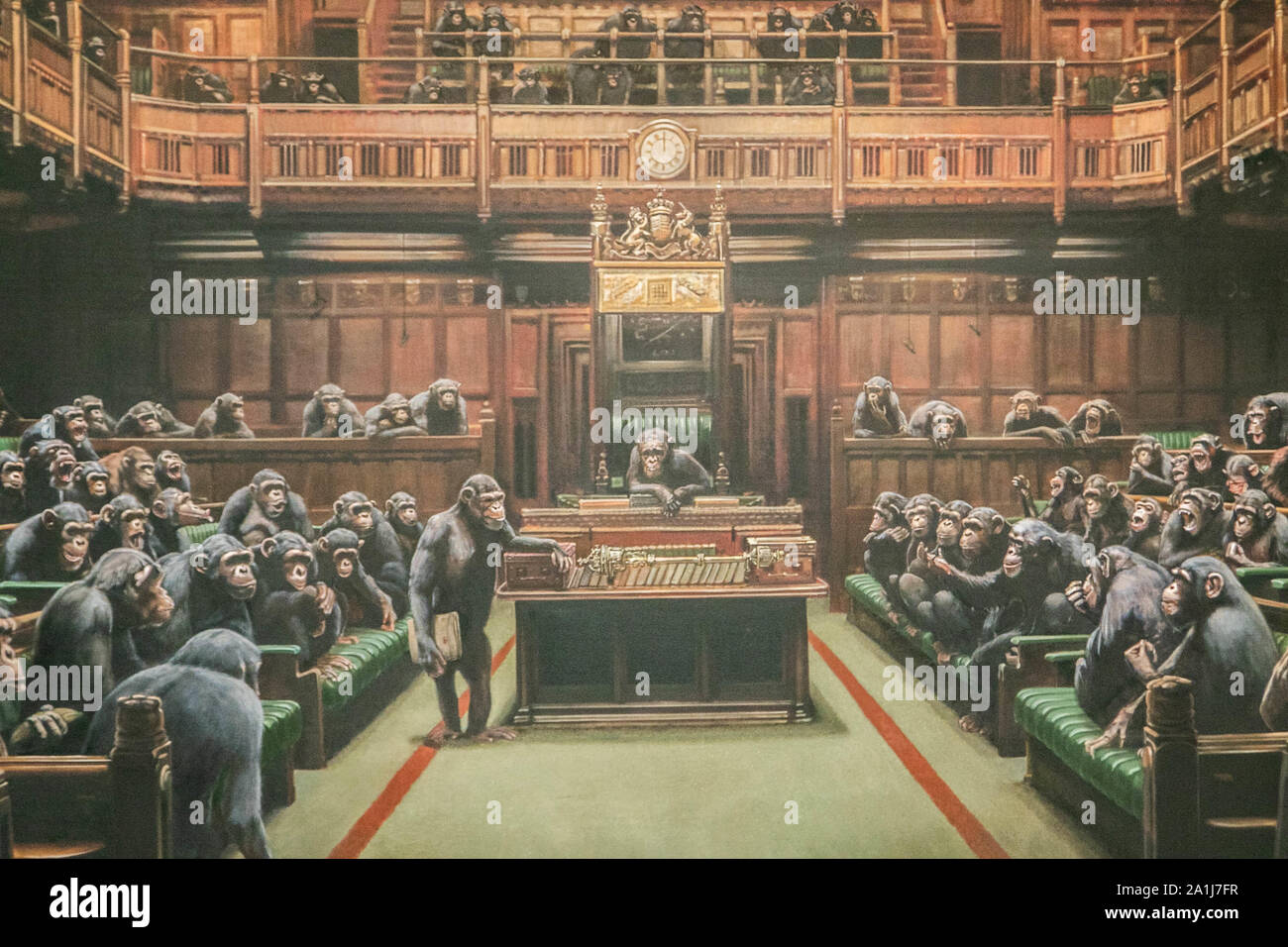 Banksy S Devolved Parliament Of Chimps Sells For Record 9 87m