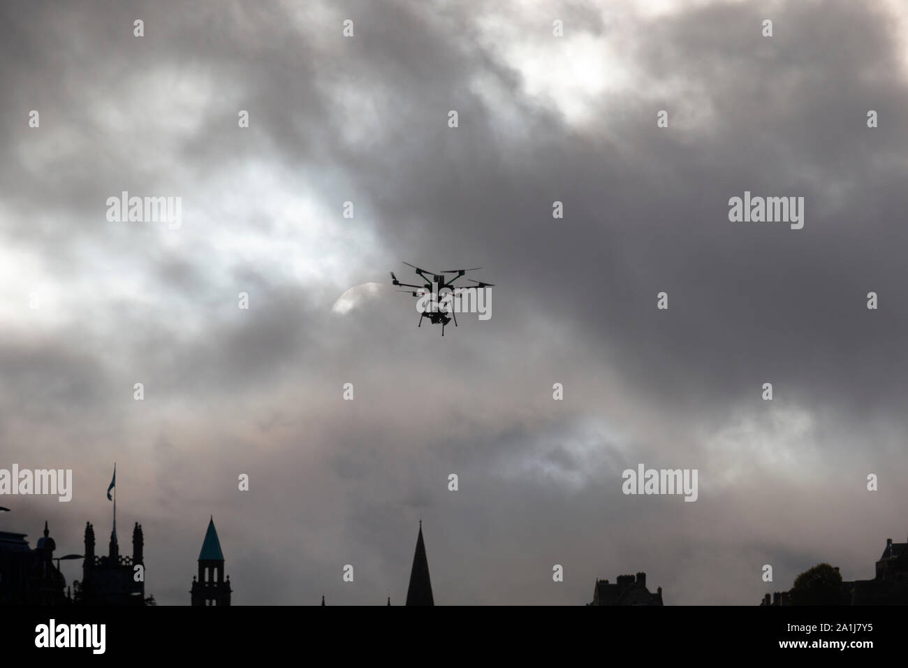 Drone Filming over Edinburgh, Scotland. Stock Photo