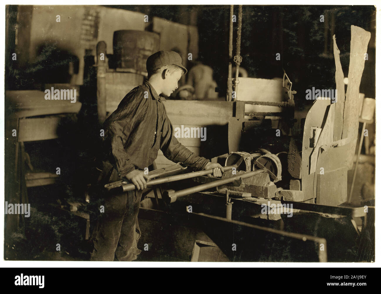 Name: At the Glory Hole. A midnight scene in a N.J. Glass Works. Cumberland  Glass W[or]ks, Bridgeton, N.J. His name in Edwin Cope, 18, Mt. Vernon[?].  His mother read me the date