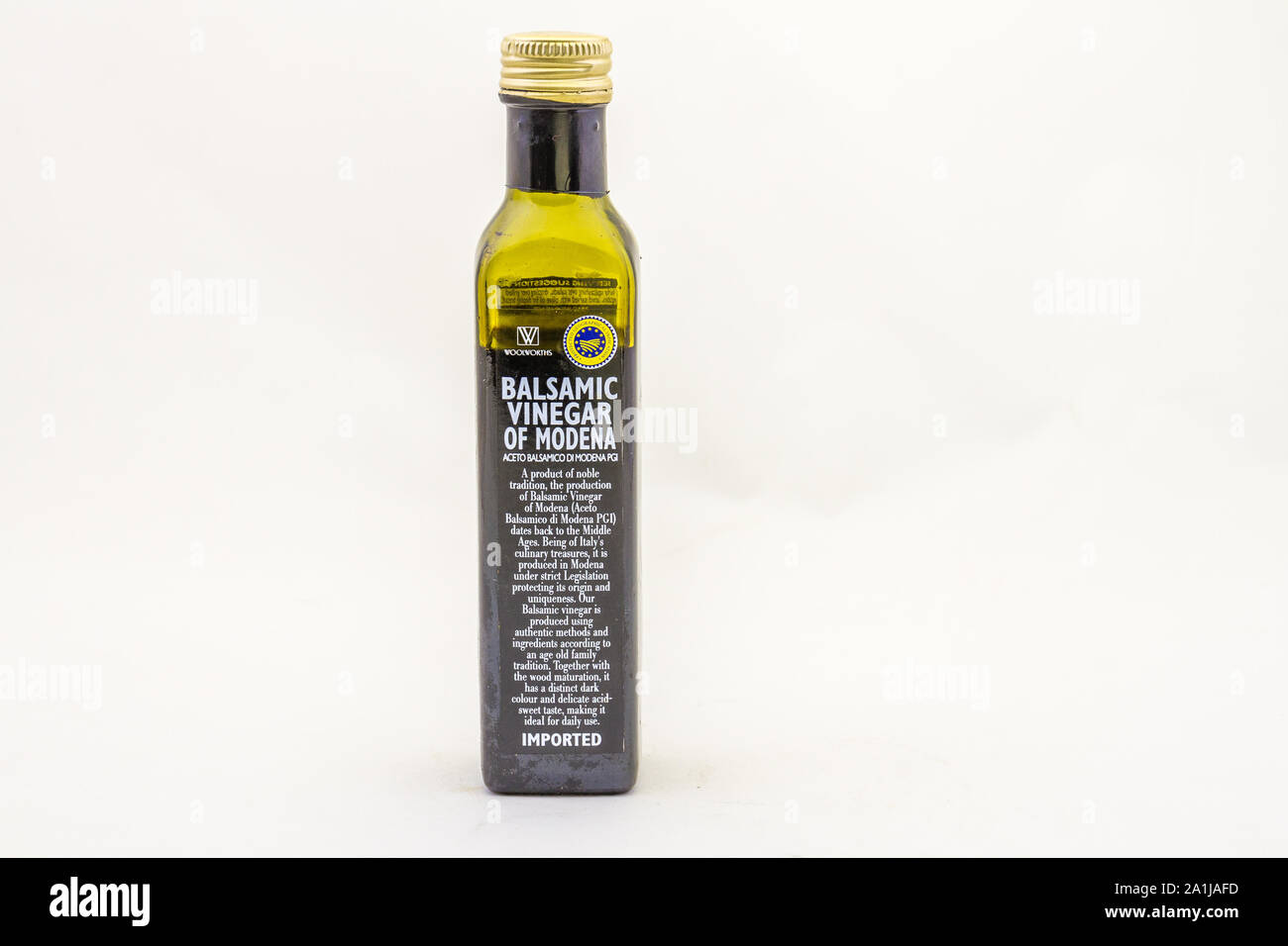 Alberton, South Africa - a bottle of imported Balsamic vinegar of Modena isolated on a clear background image with copy space Stock Photo