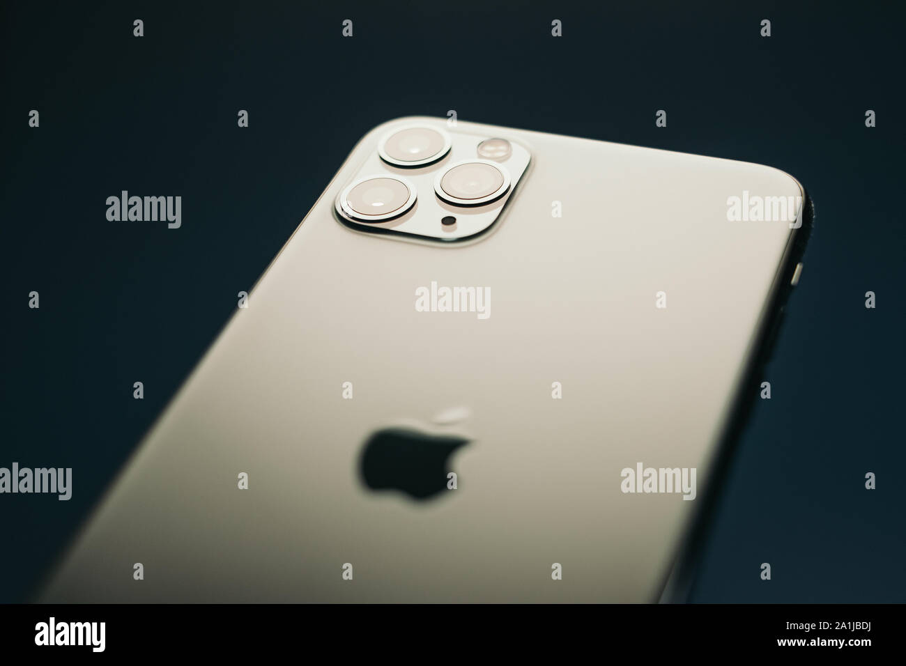 RIGA, SEPTEMBER 2019 - The new Apple iPhone 11 Pro Max is displayed for editorial purposes. Stock Photo