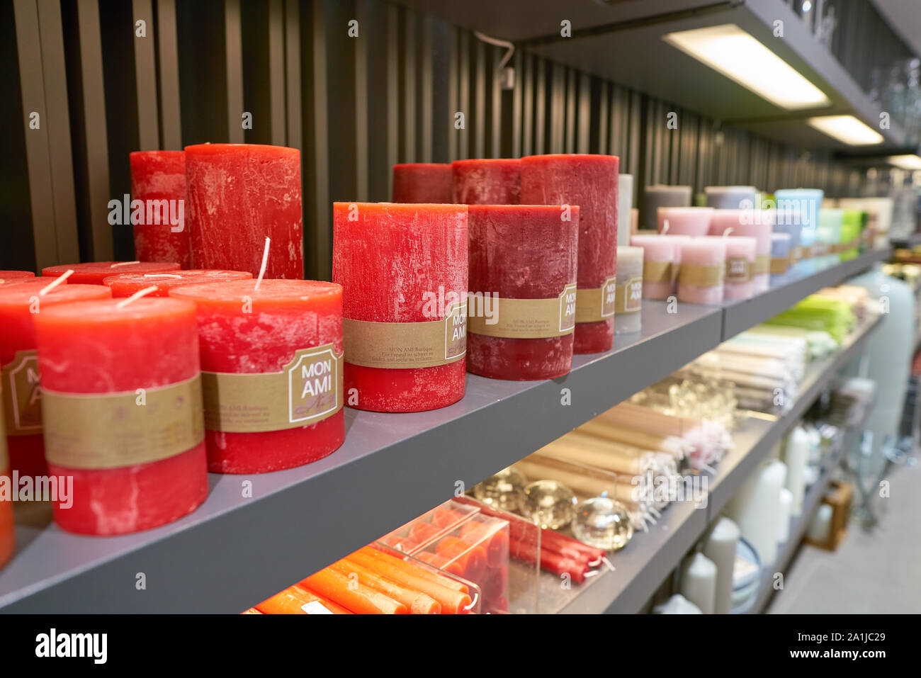 ZURICH, SWITZERLAND CIRCA OCTOBER, 2018 candles on display at