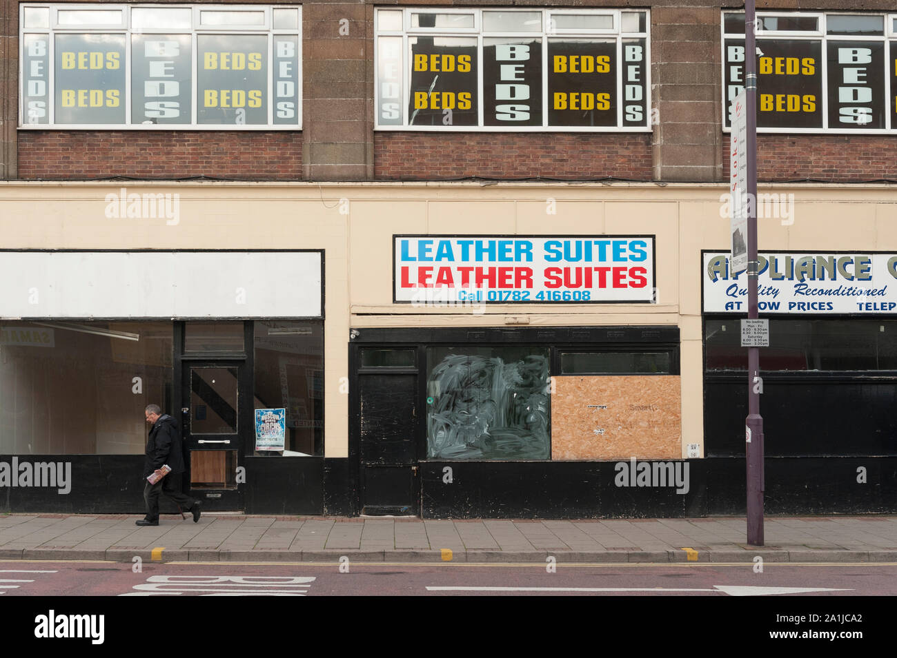 Recession, Stoke on Trent, Britain Empty shops, Church Street, Stoke-on-Trent, Staffordshire Stock Photo