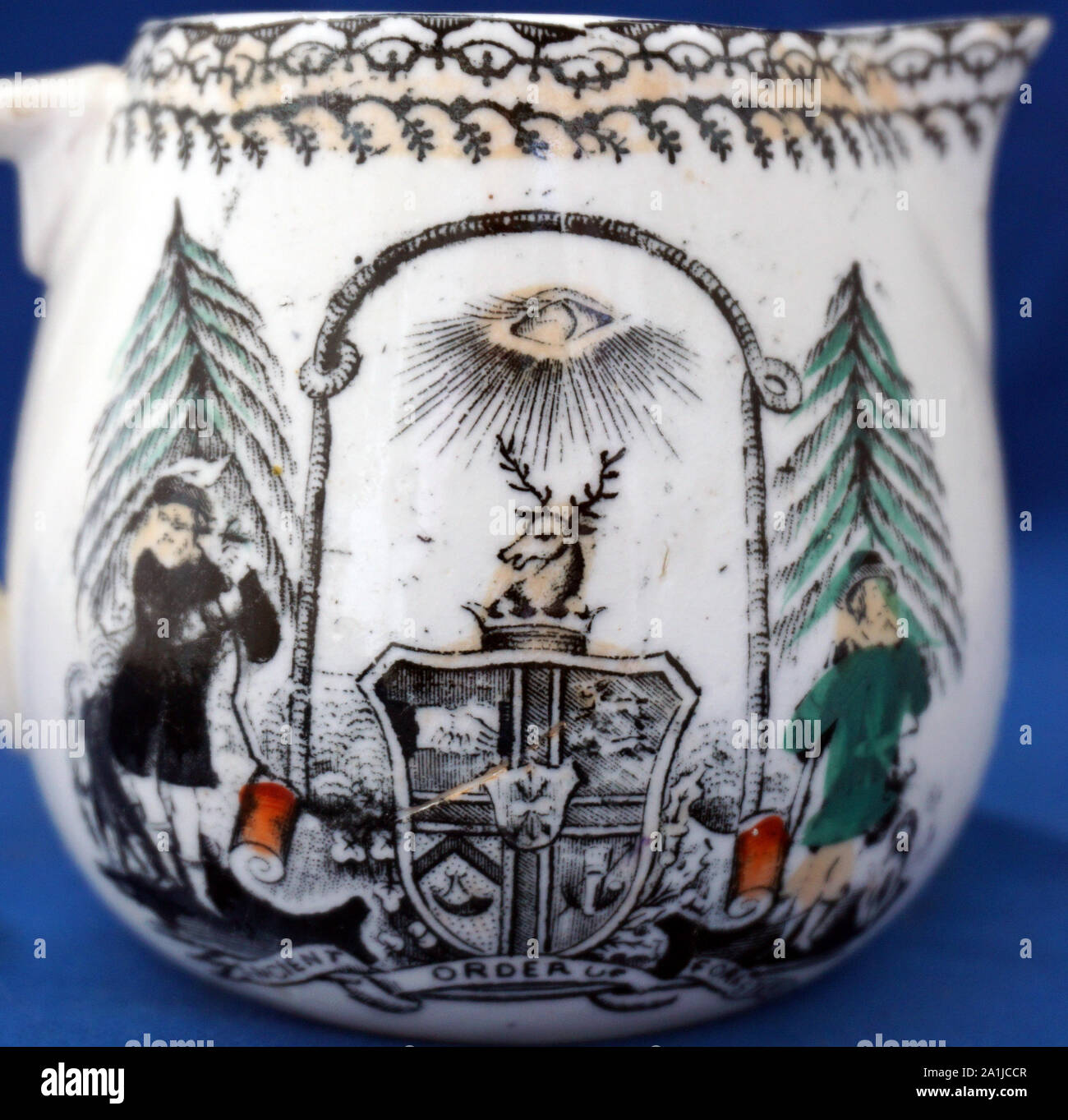 Ancient Order of Foresters Antique Pottery Jug Stock Photo