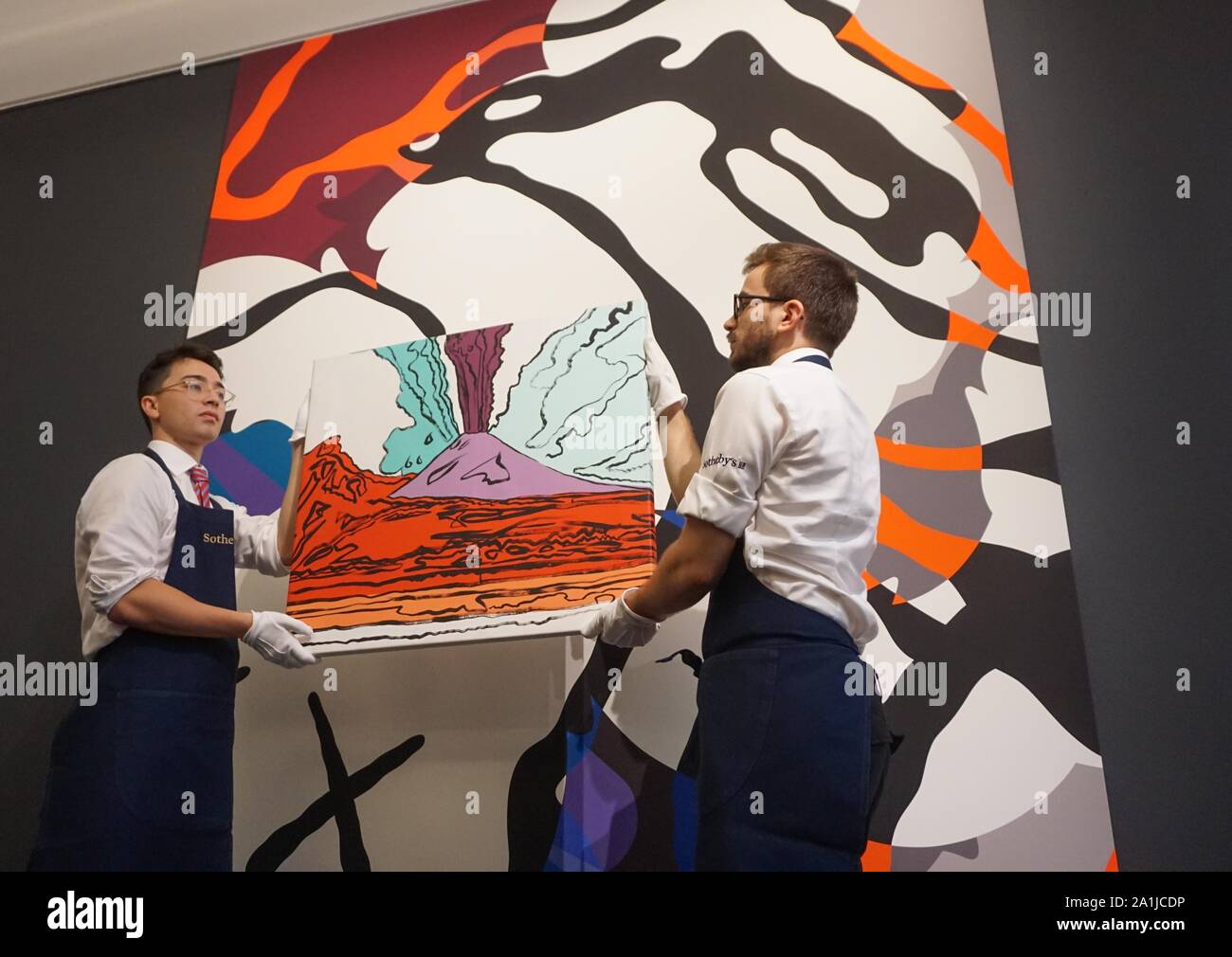 London, UK. 27th Sep, 2019. LOT 13 Andy Warhol, Vesuvius 1985 s to go up  for auction and is estimated at GBP 280,000-350,000.Photo by (Ioannis  Alexopolos/Alamy Live News Stock Photo - Alamy