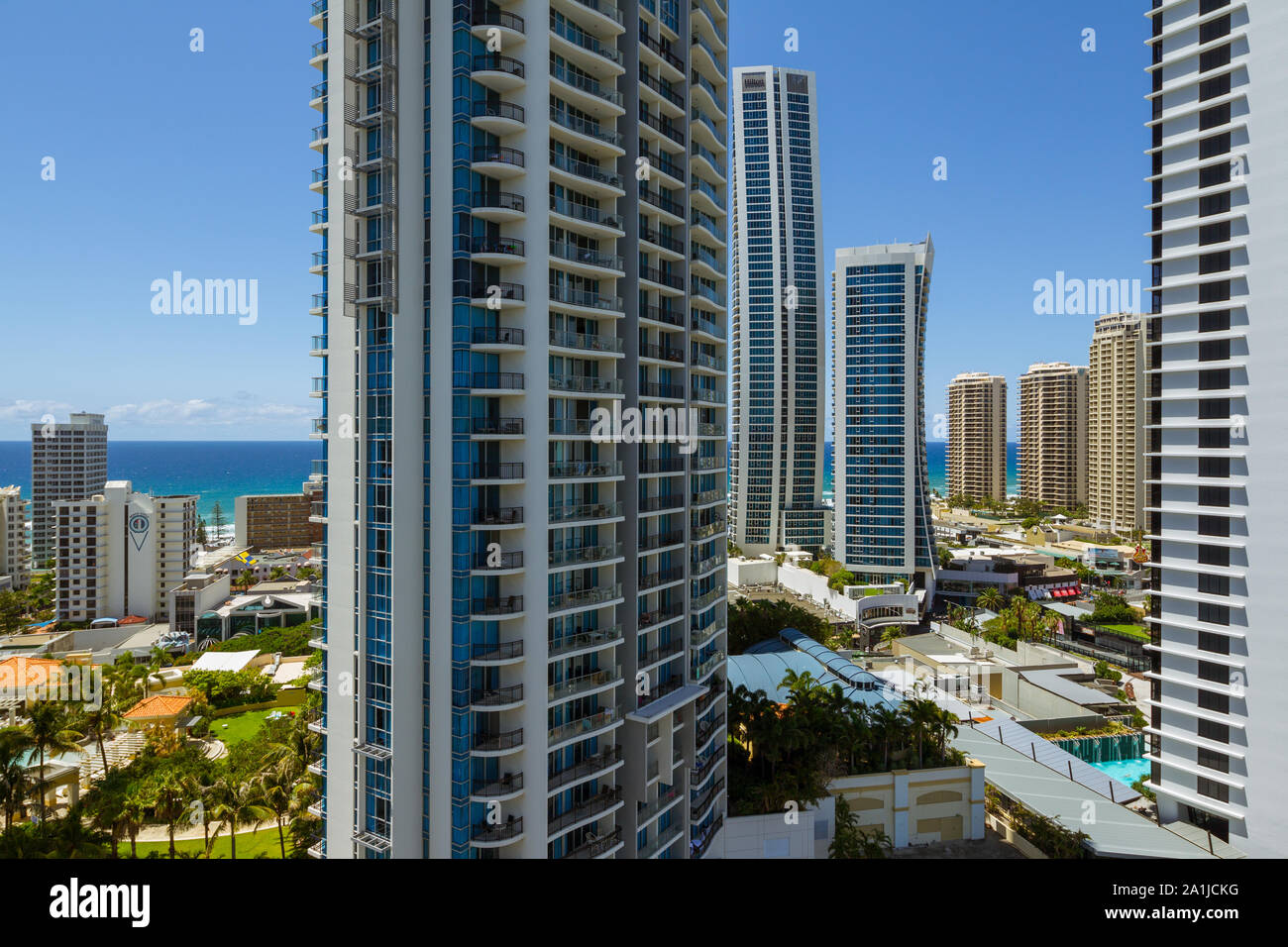 Surfers Paradise highrise buildings including Chevron Renaissance, Hilton Hotel and Mantra