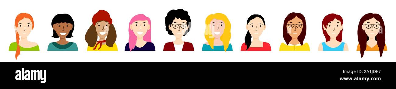 Women icons set vector background Stock Vector