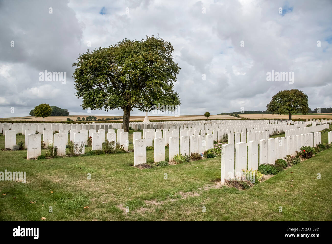 The CWGC WWI Tincourt New British Cemetery near Tincourt-Boucly in the Somme region of norther France Stock Photo