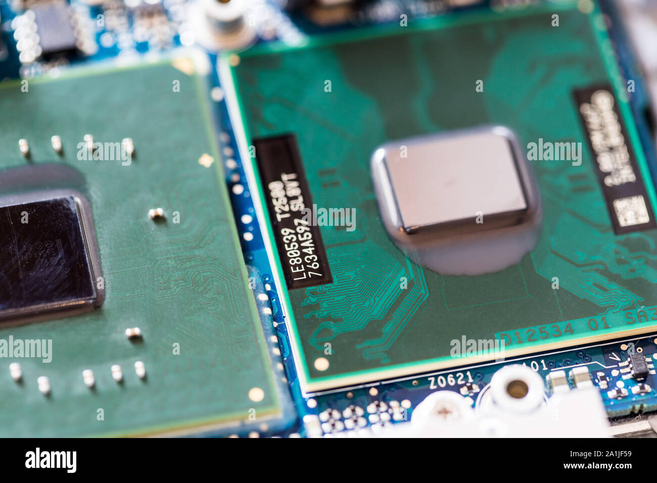 Computer chip on a circuit board, close up; Computer technology Stock ...
